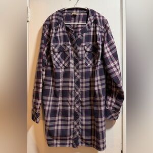Duluth Trading Co Plaid Button-Up Tunic